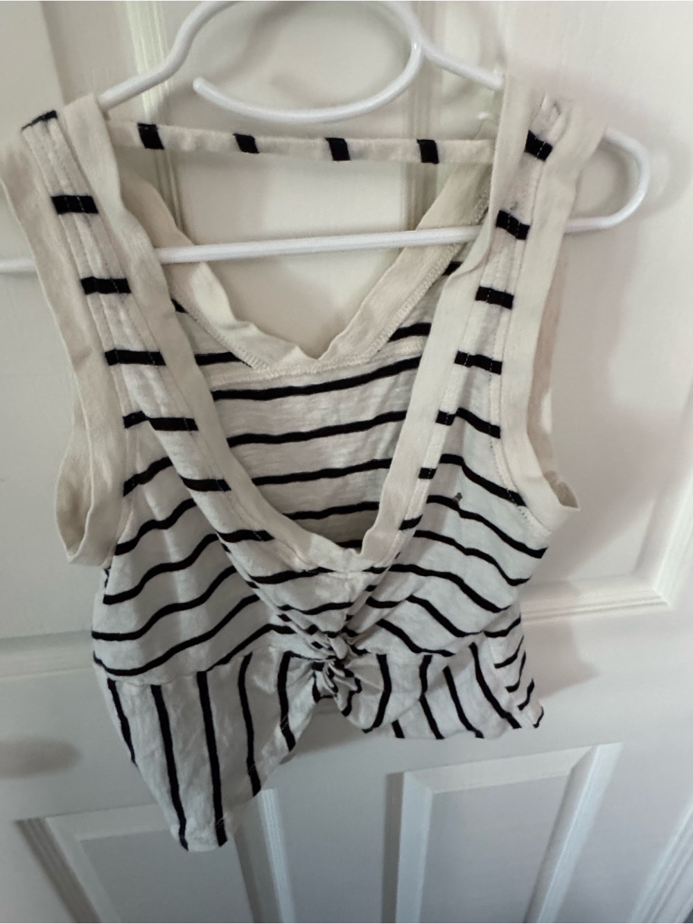 Treasure & Bond White and Black Striped Knot Tank